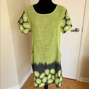 FROCCELLA Floral Green short sleeved Cotton Shift dress dress Size Large